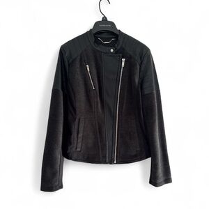 Black Rivet Charcoal and Ebony Faux Leather Jacket